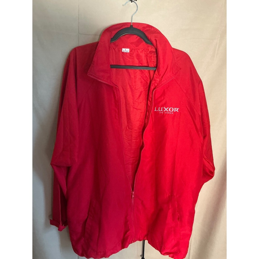 Luxor Las Vegas Windbreaker Jacket Unisex Large Red Excellent Full Zip Logo